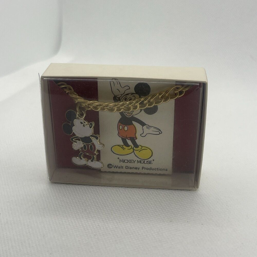 Vintage Disney Mickey Mouse Gold-Toned "Walt Disney Productions" Bracelet HTF